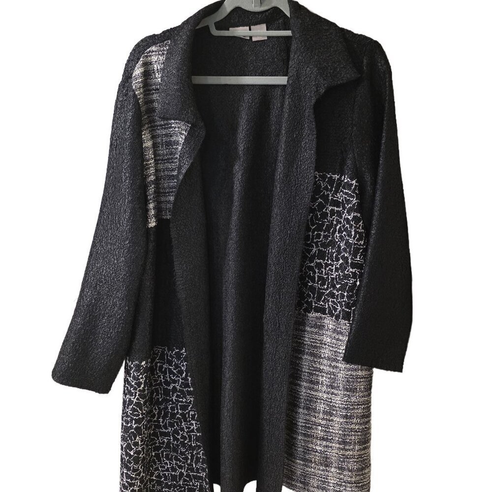 Chico's Travelers Crinkle Patchwork Print Jacket - sz L